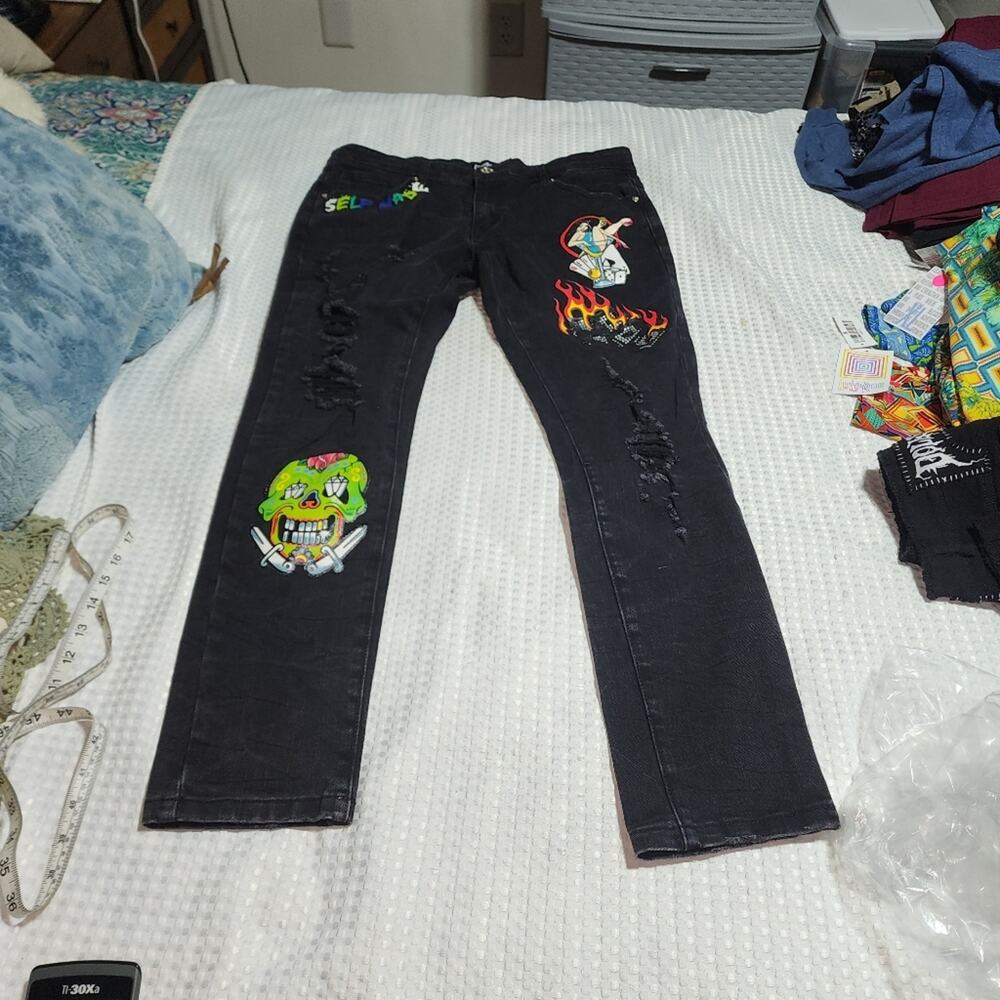 MOTIVE DENIM EUC UNISEX SIZE 34/32 SELFMADE PUNK GRUNGE JEANS